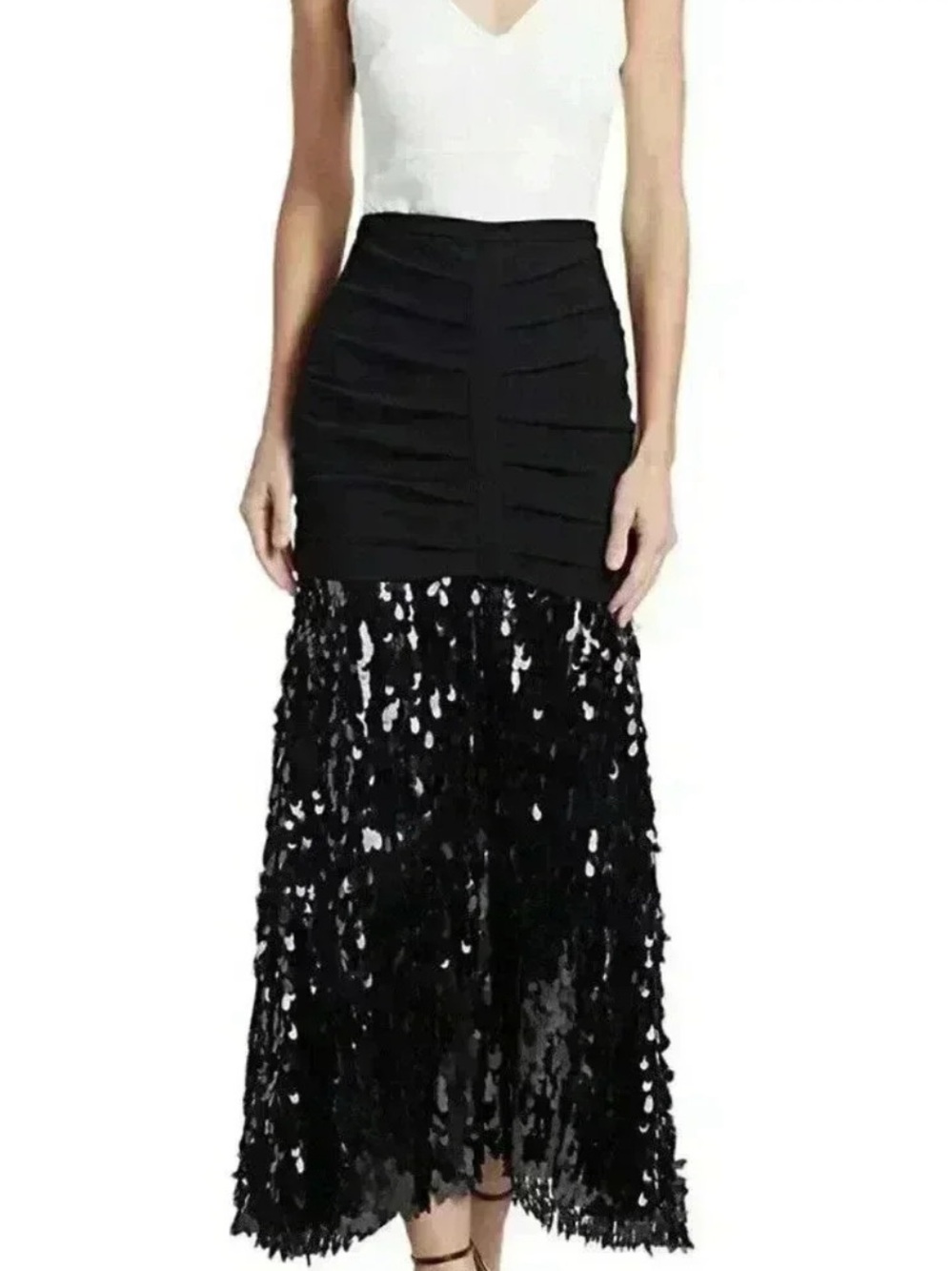 Rachel Comey Tears Sequins Glare A-Line Skirt Black Glamorous Feminine Size 0